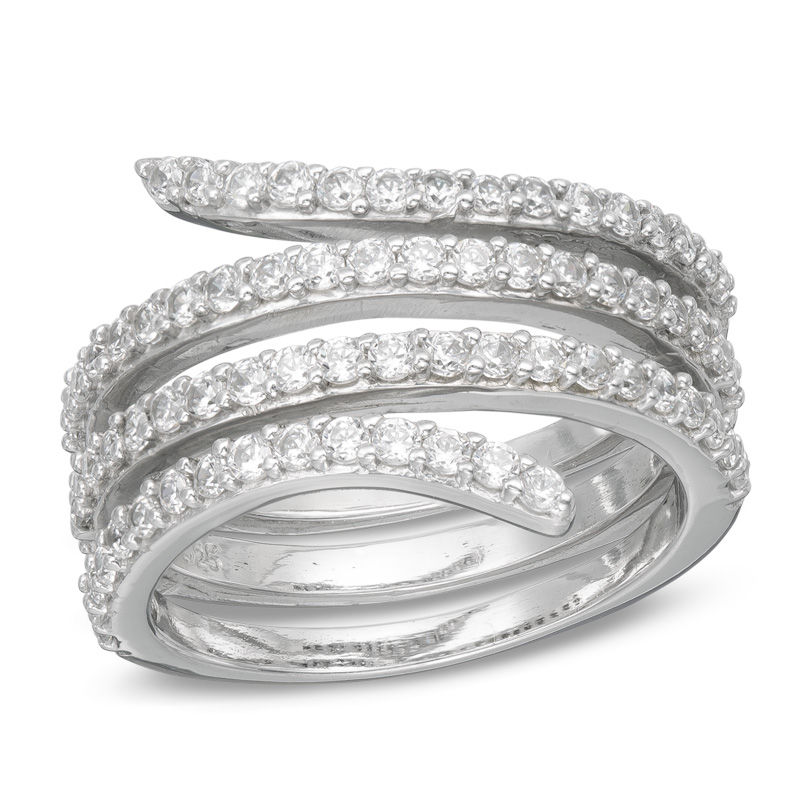 Main Image 1 of Lab-Created White Sapphire Wrap Ring in Sterling Silver