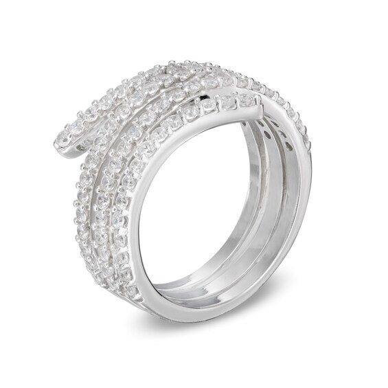 Lab-Created White Sapphire Wrap Ring in Sterling Silver