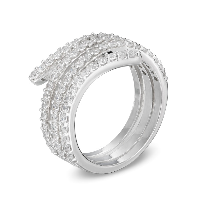 Main Image 2 of Lab-Created White Sapphire Wrap Ring in Sterling Silver