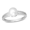 Thumbnail Image 0 of 7.0 - 8.0mm Cultured Freshwater Pearl and Lab-Created White Sapphire Double Row Ring in Sterling Silver