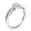 Thumbnail Image 2 of 3/8 CT. T.W. Cushion-Shaped Multi-Diamond Frame Split Shank Engagement Ring in 14K White Gold