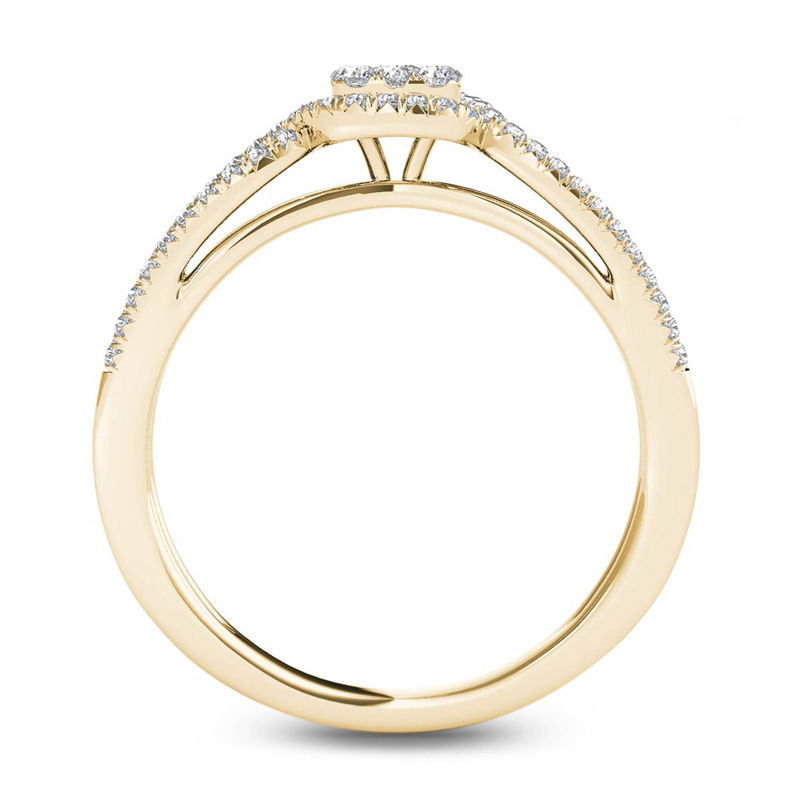 3/8 CT. T.W. Composite Diamond Frame Split Shank Engagement Ring in 14K Gold