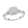 Thumbnail Image 1 of 1/2 CT. T.W. Multi-Diamond Square Frame Twist Shank Engagement Ring in 14K White Gold