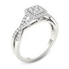 Thumbnail Image 2 of 1/2 CT. T.W. Multi-Diamond Square Frame Twist Shank Engagement Ring in 14K White Gold