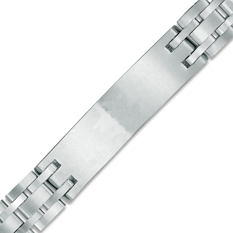 Men's 1/4 CT. T.W. Diamond Compass Star ID Bracelet in Stainless Steel and 10K Gold - 8.5"