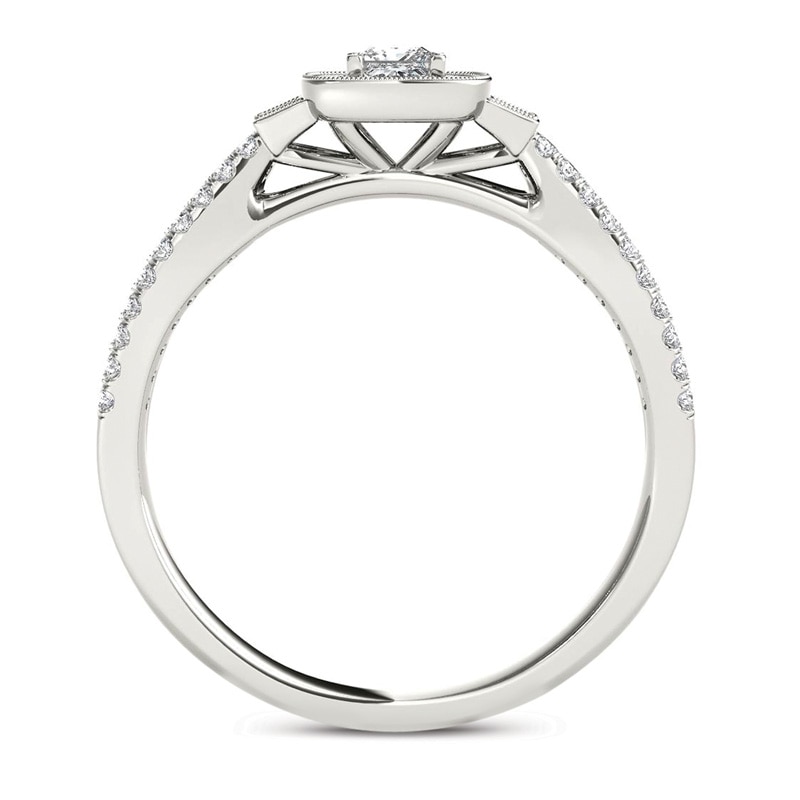 1/2 CT. T.W. Princess-Cut Diamond Frame Collared Engagement Ring in 14K White Gold