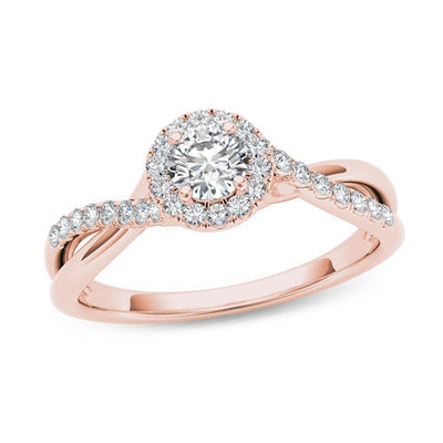 Zales rose gold halo engagement ring empire s333