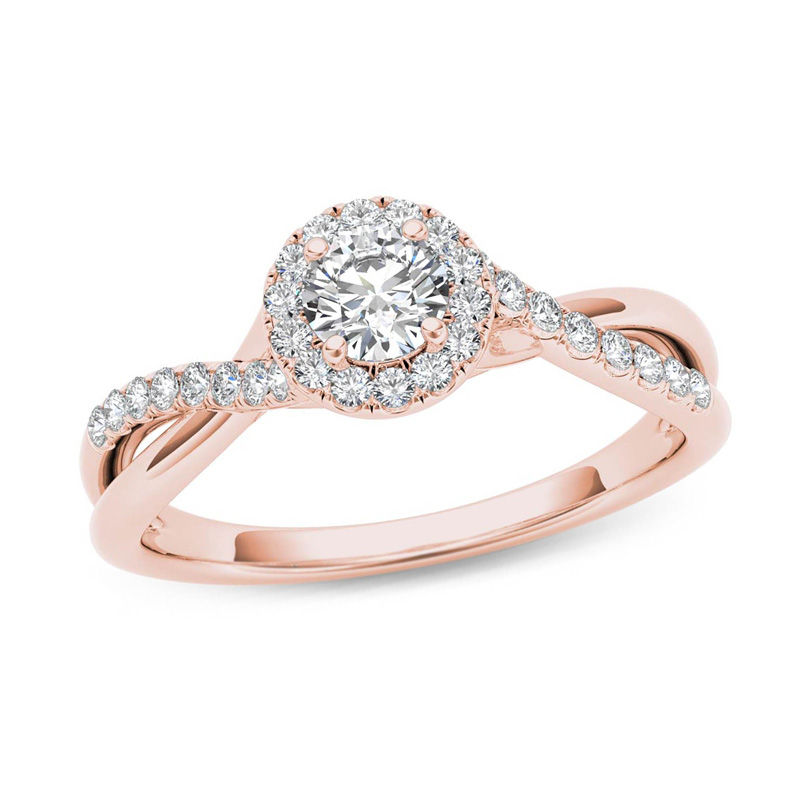 Petite Twist Diamond Engagement Ring in 14k Rose Gold (1/10 ct. tw.)