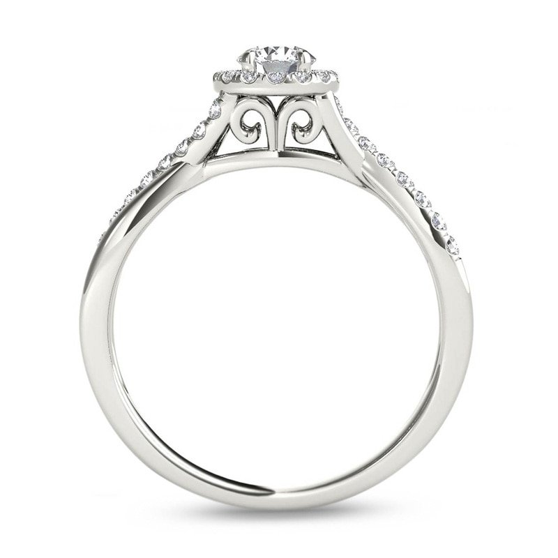 1/2 CT. T.W. Diamond Frame Twist Engagement Ring in 14K White Gold