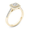 Thumbnail Image 1 of 1/2 CT. T.W. Multi-Diamond Square Frame Vintage-Style Engagement Ring in 14K Gold