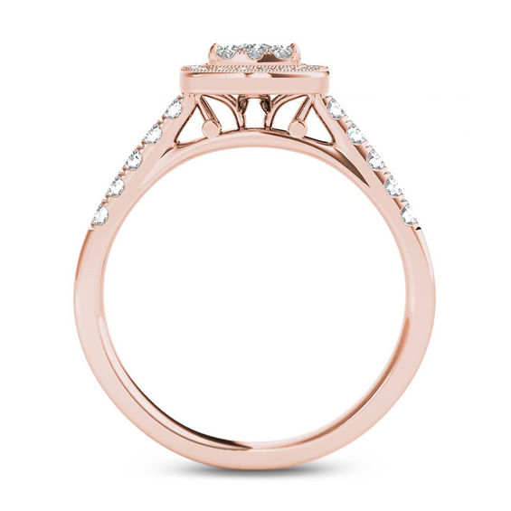 1/2 CT. T.W. Composite Diamond Square Frame Vintage-Style Engagement Ring in 14K Rose Gold 1/2 CT. T.W. Composite Diamond Square Frame Vintage-Style Engagement Ring in 14K Rose Gold