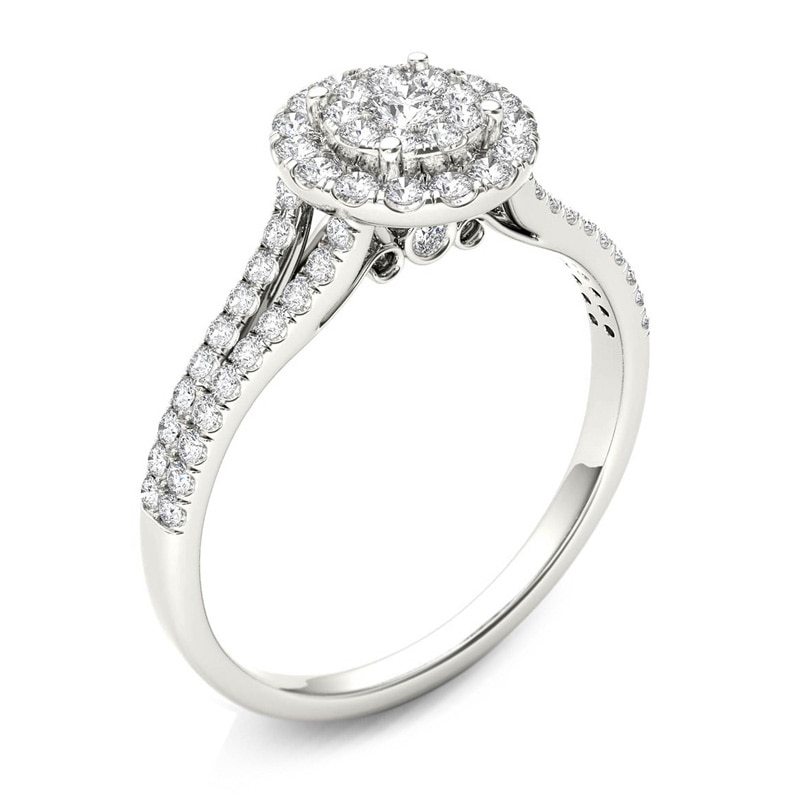 Main Image 2 of 1/2 CT. T.W. Composite Diamond Frame Engagement Ring in 14K White Gold