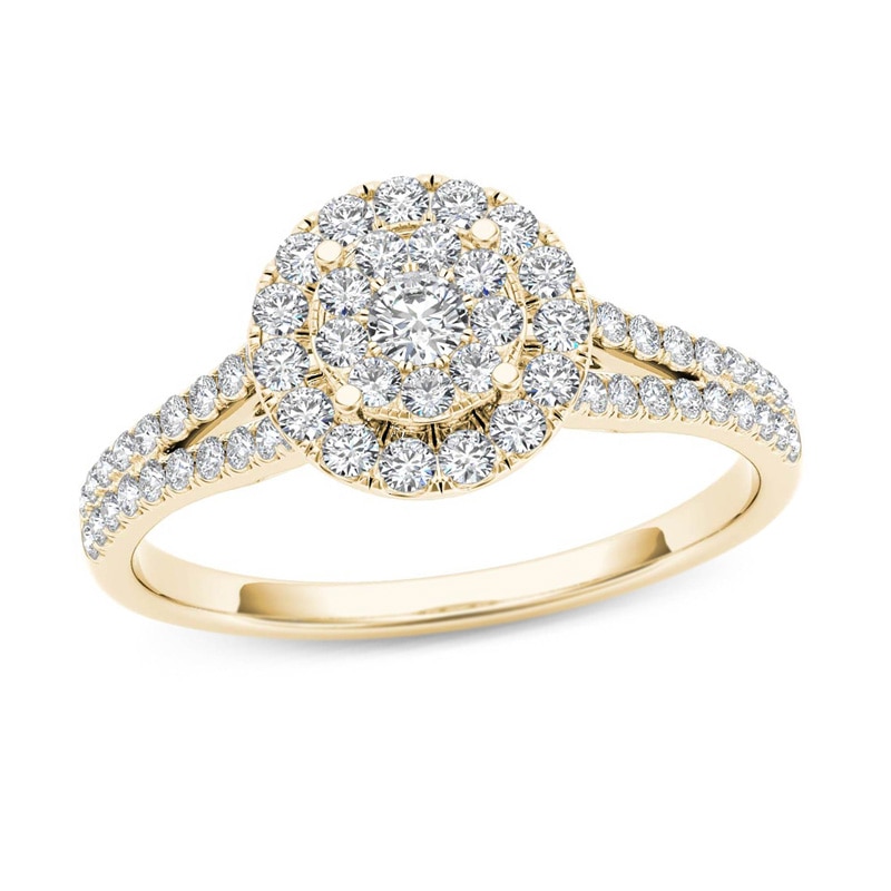 1/2 CT. T.W. Composite Diamond Frame Engagement Ring in 14K Gold | Zales