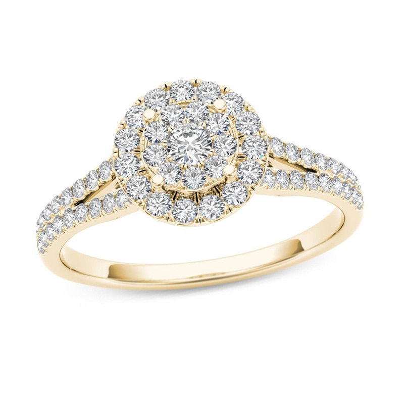 Main Image 1 of 1/2 CT. T.W. Composite Diamond Frame Engagement Ring in 14K Gold