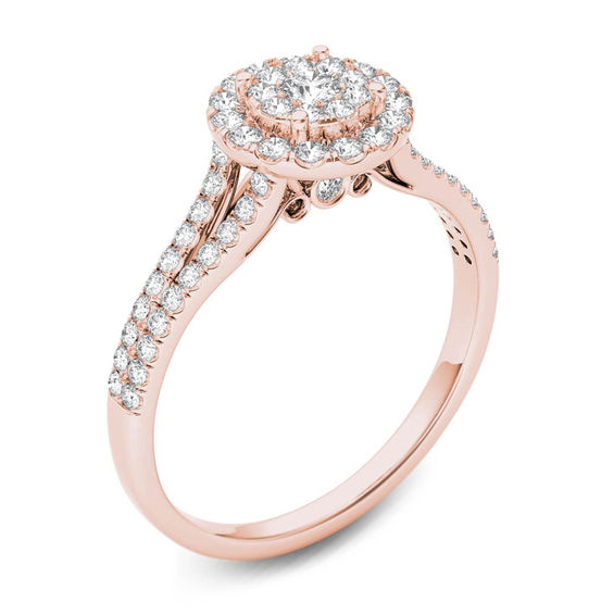 1/2 CT. T.w. Composite Diamond Frame Engagement Ring in 14K Rose Gold