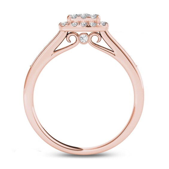 1/2 CT. T.w. Composite Diamond Frame Engagement Ring in 14K Rose Gold
