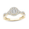 Thumbnail Image 1 of 1/2 CT. T.W. Diamond Double Frame Crossover Engagement Ring in 14K Gold