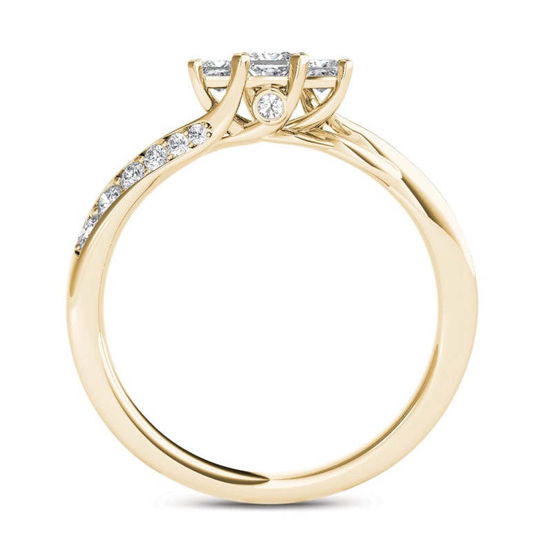 Main Image 3 of 1/2 CT. T.W. Diamond Double Frame Crossover Engagement Ring in 14K Gold