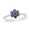 Thumbnail Image 0 of Blue Sapphire and Diamond Accent Flower Ring in 10K White Gold