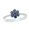 Thumbnail Image 0 of Blue Sapphire and Diamond Accent Flower Ring in 10K White Gold