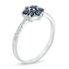 Thumbnail Image 1 of Blue Sapphire and Diamond Accent Flower Ring in 10K White Gold