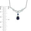 Thumbnail Image 2 of Pear-Shaped Lab-Created Blue and White Sapphire Loose Braid Necklace in Sterling Silver - 17"
