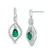 Thumbnail Image 1 of Pear-Shaped Lab-Created Emerald and White Sapphire Drop Earrings in Sterling Silver
