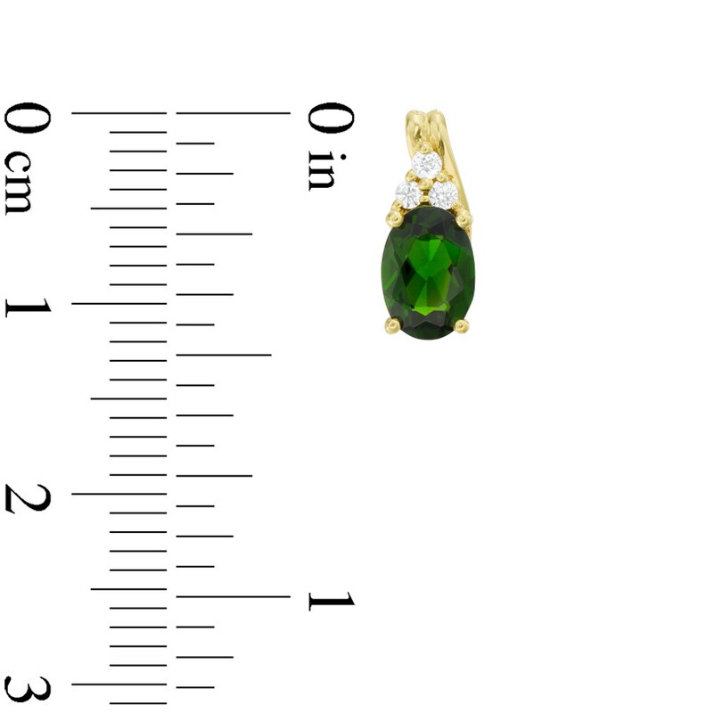 Oval Chrome Diopside and Diamond Accent Drop Earrings in 10K Gold