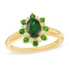 Thumbnail Image 0 of Chrome Diopside and 1/8 CT. T.W. Diamond Flower Frame Ring in 10K Gold