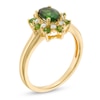 Thumbnail Image 1 of Chrome Diopside and 1/8 CT. T.W. Diamond Flower Frame Ring in 10K Gold