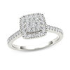 Thumbnail Image 1 of 1/2 CT. T.W. Multi-Diamond Square Frame Engagement Ring in 14K White Gold