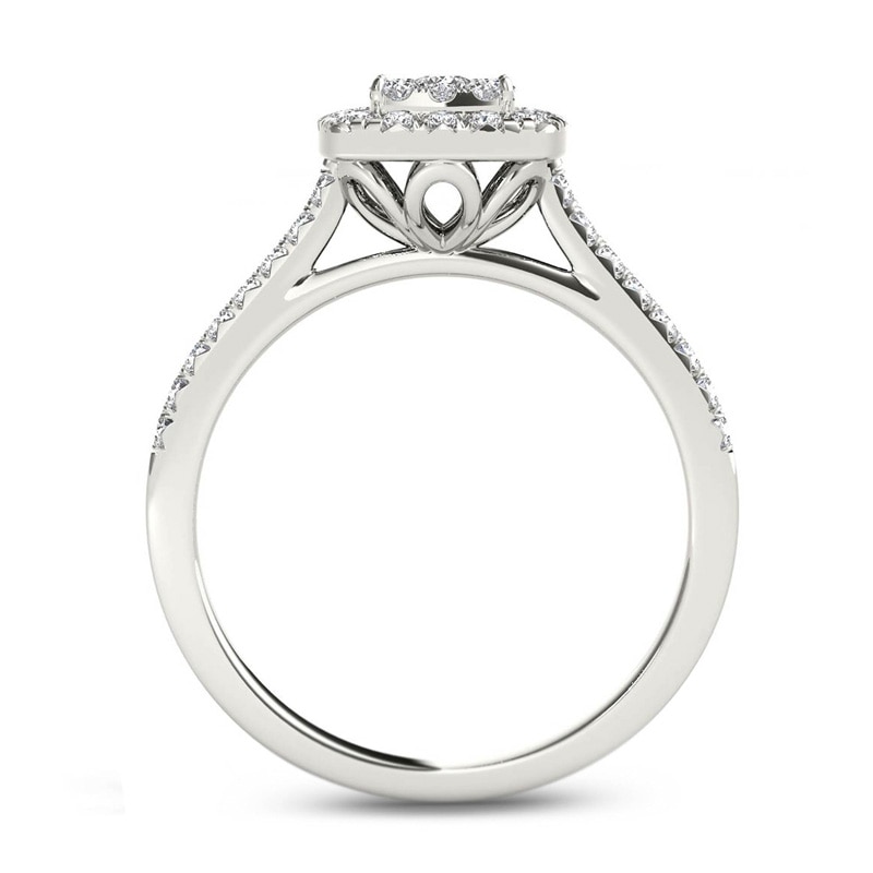 Main Image 3 of 1/2 CT. T.W. Multi-Diamond Square Frame Engagement Ring in 14K White Gold