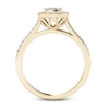 Thumbnail Image 3 of 1/2 CT. T.W. Multi-Diamond Square Frame Engagement Ring in 14K Gold