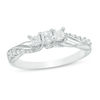 Thumbnail Image 1 of 1/2 CT. T.W. Princess-Cut Diamond Three Stone Twist Shank Ring in 14K White Gold