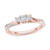 Thumbnail Image 0 of 1/2 CT. T.W. Princess-Cut Diamond Three Stone Twist Shank Ring in 14K Rose Gold