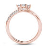 Thumbnail Image 2 of 1/2 CT. T.W. Princess-Cut Diamond Three Stone Twist Shank Ring in 14K Rose Gold