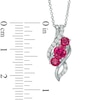 Thumbnail Image 2 of Lab-Created Ruby and White Sapphire Three Stone Swirl Pendant in Sterling Silver
