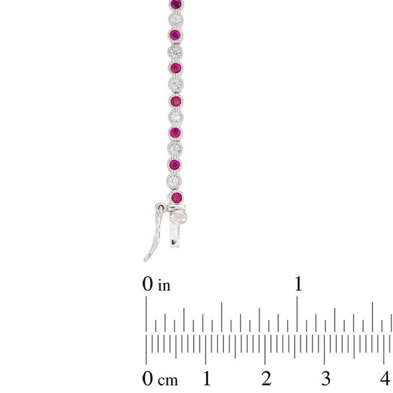 Lab-Created Ruby and White Sapphire Tennis Bracelet in Sterling Silver - 7.25"