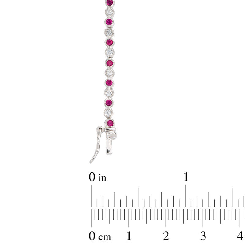 Main Image 2 of Lab-Created Ruby and White Sapphire Tennis Bracelet in Sterling Silver - 7.25"