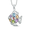 Thumbnail Image 1 of Multi-Gemstone Fish Pendant in Sterling Silver