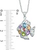 Thumbnail Image 2 of Multi-Gemstone Fish Pendant in Sterling Silver