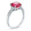 Thumbnail Image 1 of 8.0mm Cushion-Cut Lab-Created Ruby and White Sapphire Vintage-Style Ring in Sterling Silver