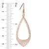 Thumbnail Image 1 of Lab-Created White Sapphire Teardrop Earrings in Sterling Silver with 18K Rose Gold Plate