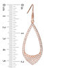 Thumbnail Image 2 of Lab-Created White Sapphire Teardrop Earrings in Sterling Silver with 18K Rose Gold Plate
