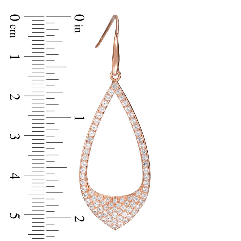 Main Image 2 of Lab-Created White Sapphire Teardrop Earrings in Sterling Silver with 18K Rose Gold Plate