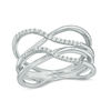Thumbnail Image 0 of Lab-Created White Sapphire Double Orbit Ring in Sterling Silver