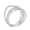 Thumbnail Image 1 of Lab-Created White Sapphire Double Orbit Ring in Sterling Silver
