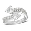 Thumbnail Image 1 of 6.0mm Trillion-Cut Lab-Created White Sapphire Double Row Wrap Ring in Sterling Silver