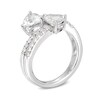Thumbnail Image 2 of 6.0mm Trillion-Cut Lab-Created White Sapphire Double Row Wrap Ring in Sterling Silver
