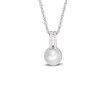 Thumbnail Image 1 of 7.0-8.0mm Freshwater Cultured Pearl and Lab-Created White Sapphire Double Row Pendant in Sterling Silver